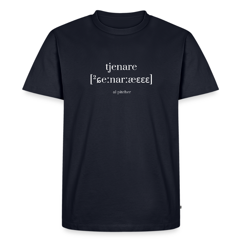 "Tjenare" T-shirt vit text - navy