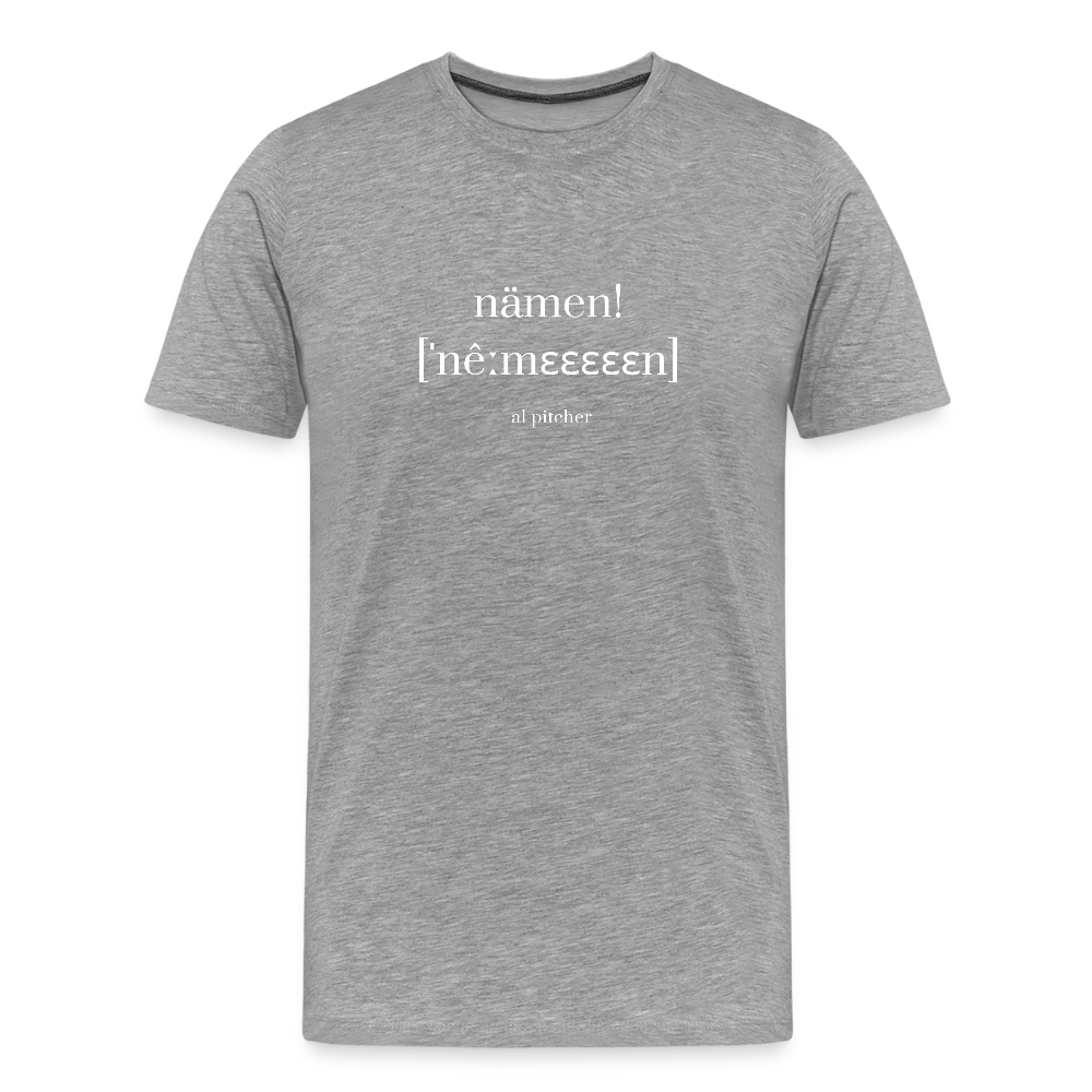 "Nämen" T-shirt (vit text) - heather grey