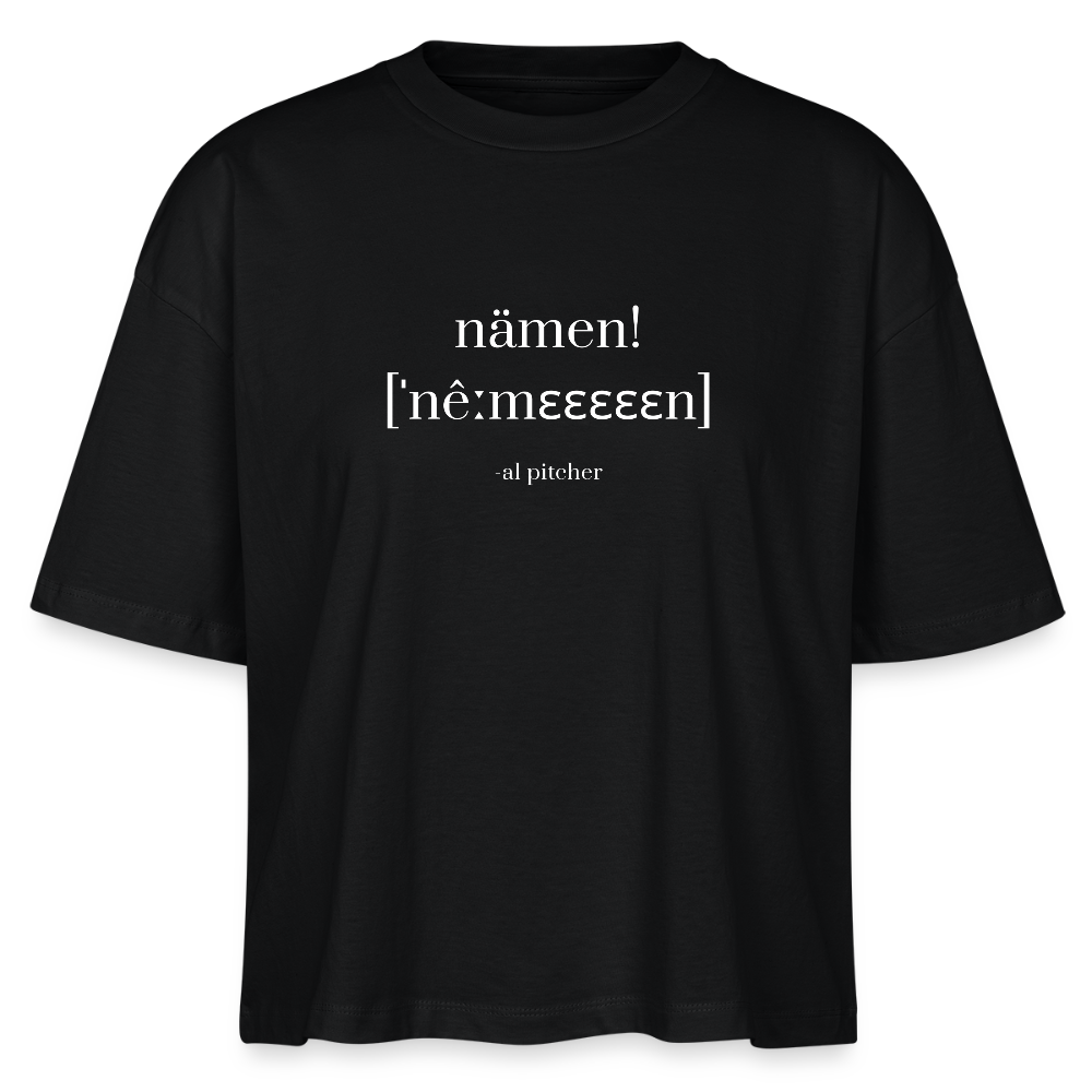 "Nämen" T-shirt (vit text) - black