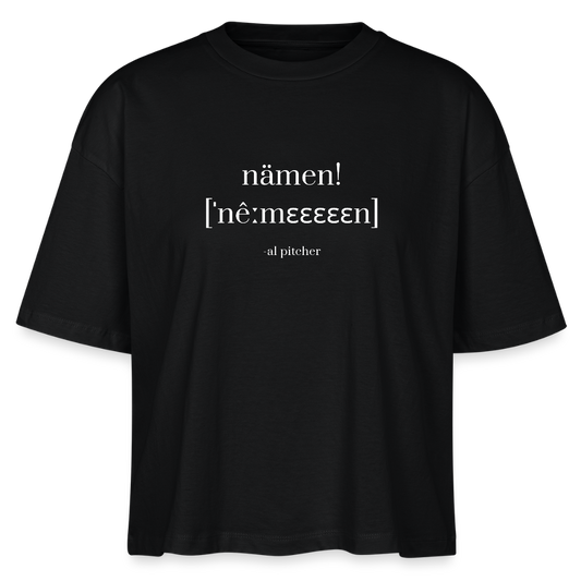 "Nämen" T-shirt (vit text) - black