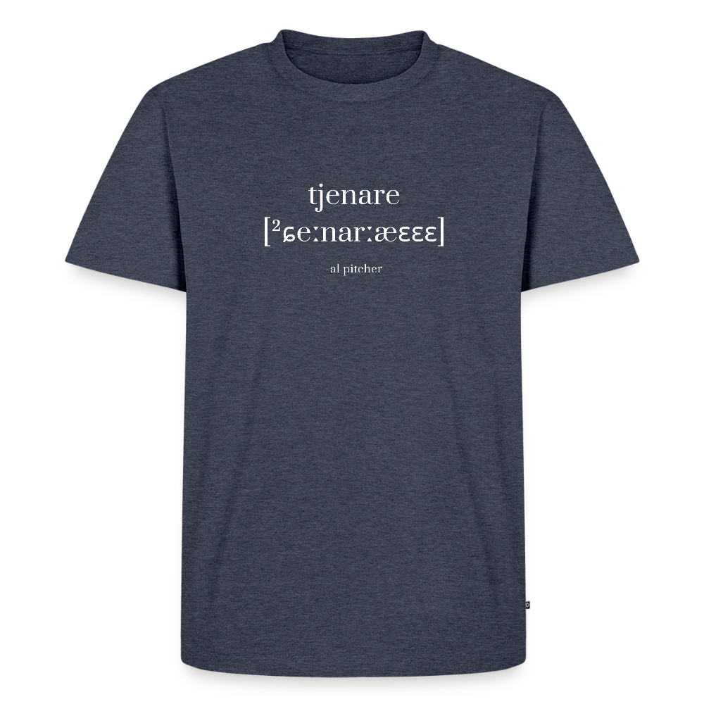 "Tjenare" T-shirt vit text - heather denim