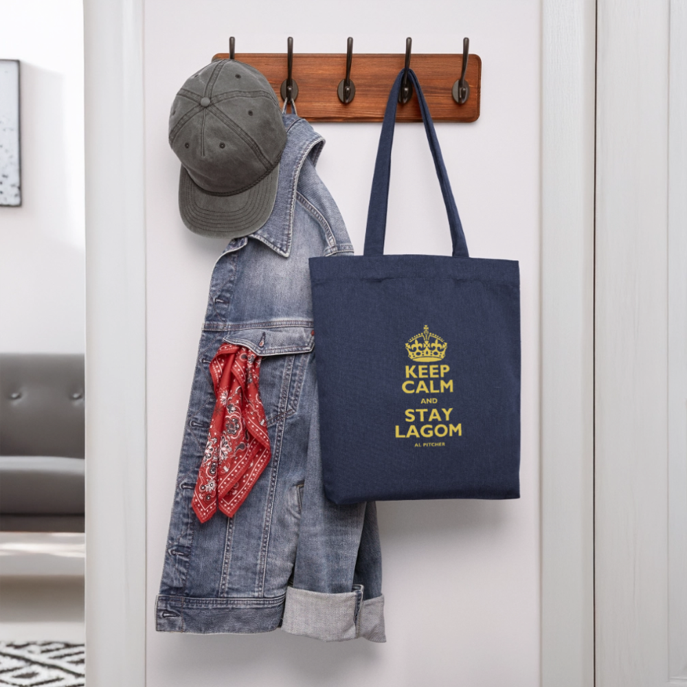 "Stay lagom" Recycled Tygväska - melange blue