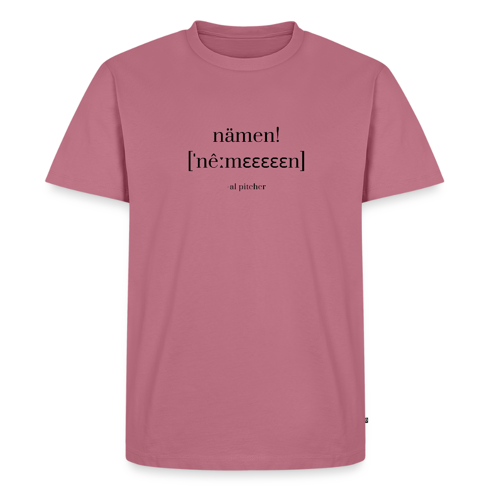 "Nämen" T-shirt svart text - mauve