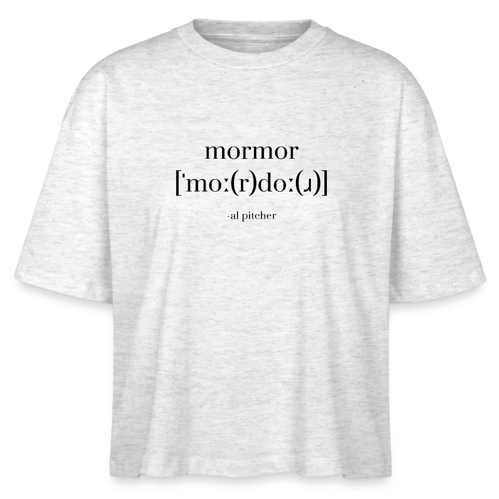 "Mordor" T-shirt (svart text) - heather white