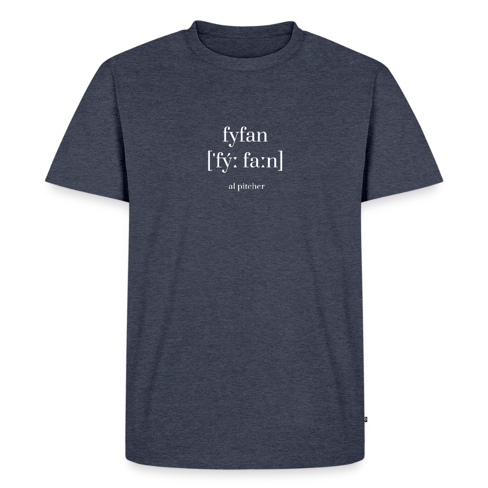 "Fyfan" T-shirt vit text - heather denim