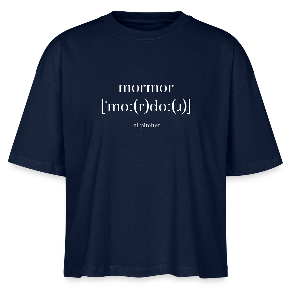 Mordor T-shirt (vit text) - navy