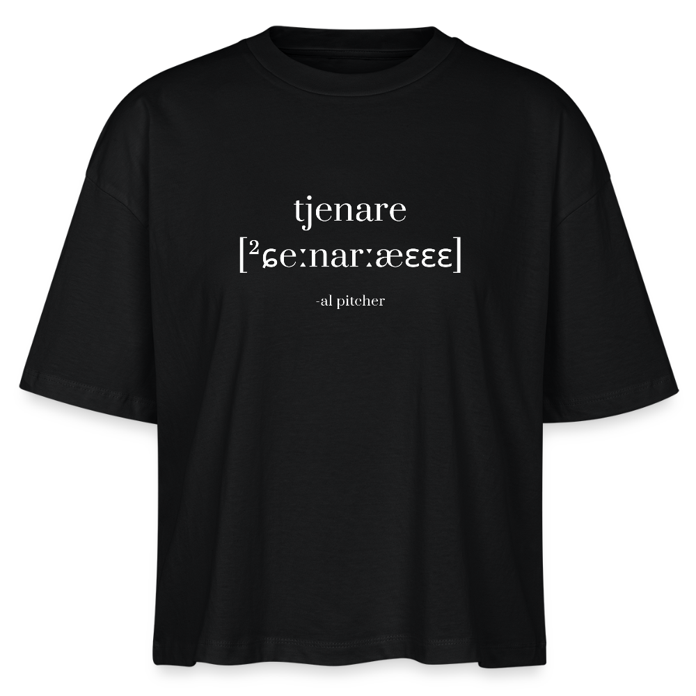 "Tjenare" T-shirt (vit text) - black
