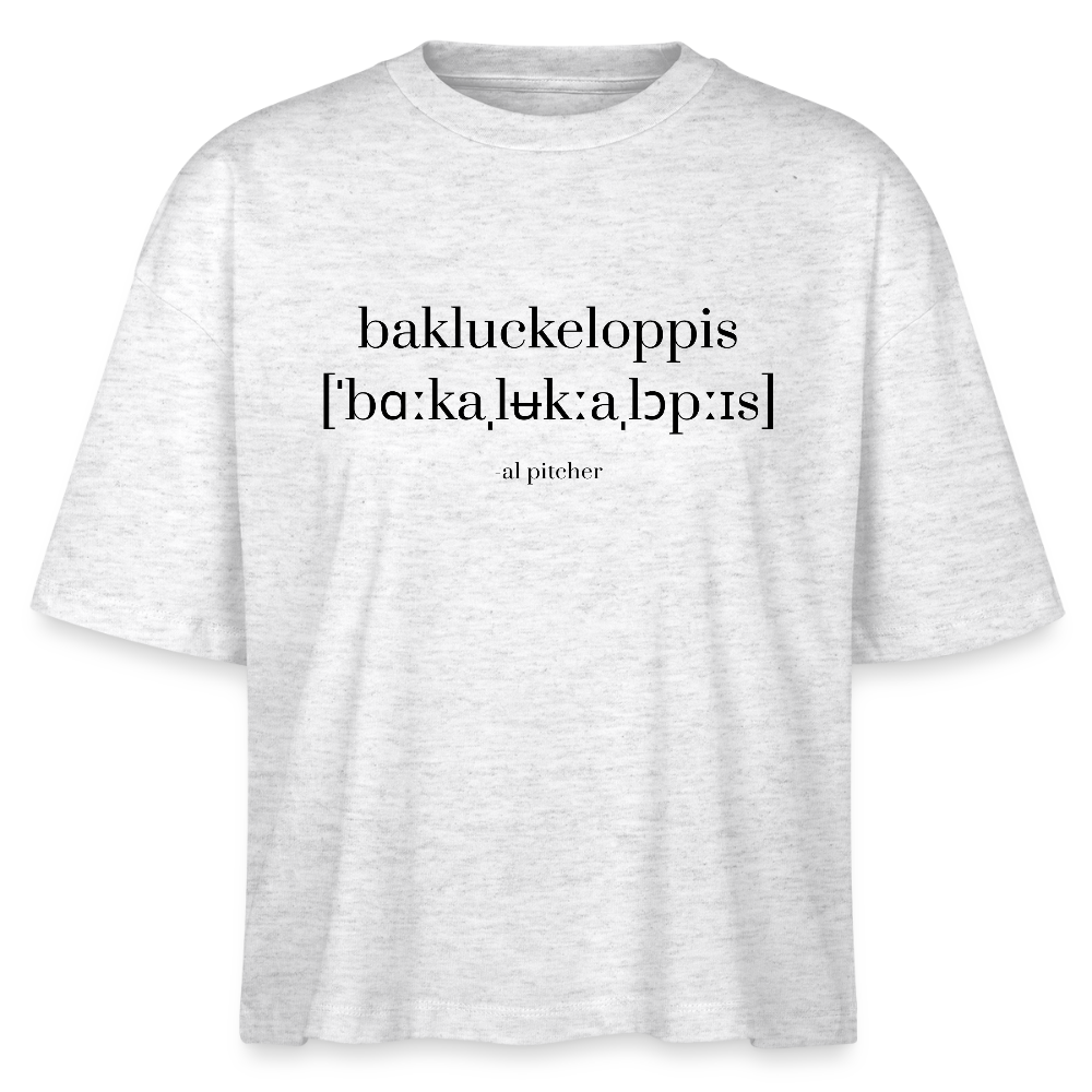 "Bakluckeloppis" T-shirt (svart text) - heather white