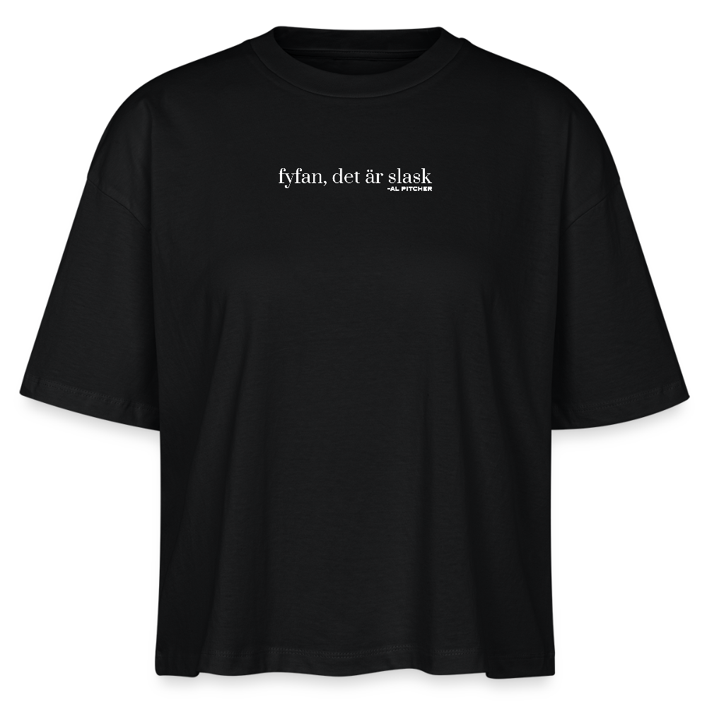 "Fyfan, det är slask" T-shirt (vit text) - black