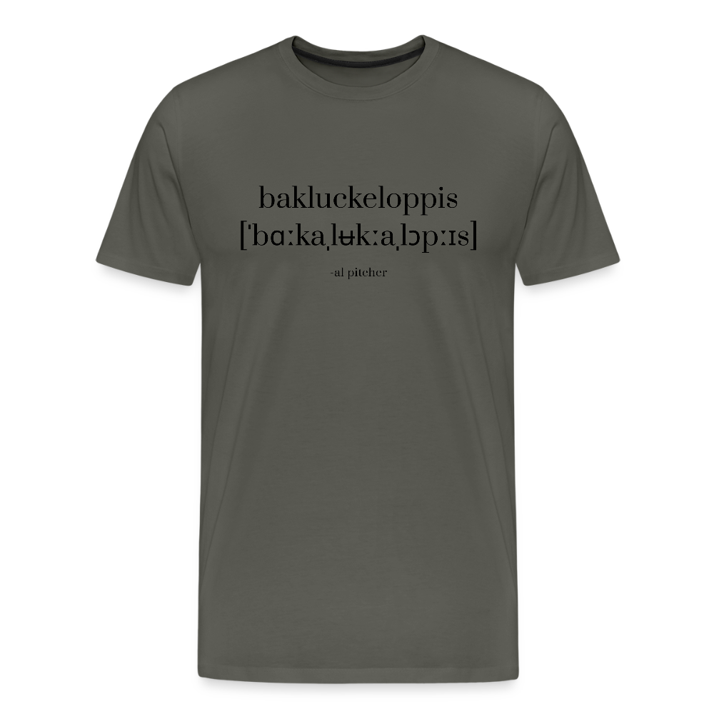 "Bakluckeloppis" T-shirt svart text - asphalt
