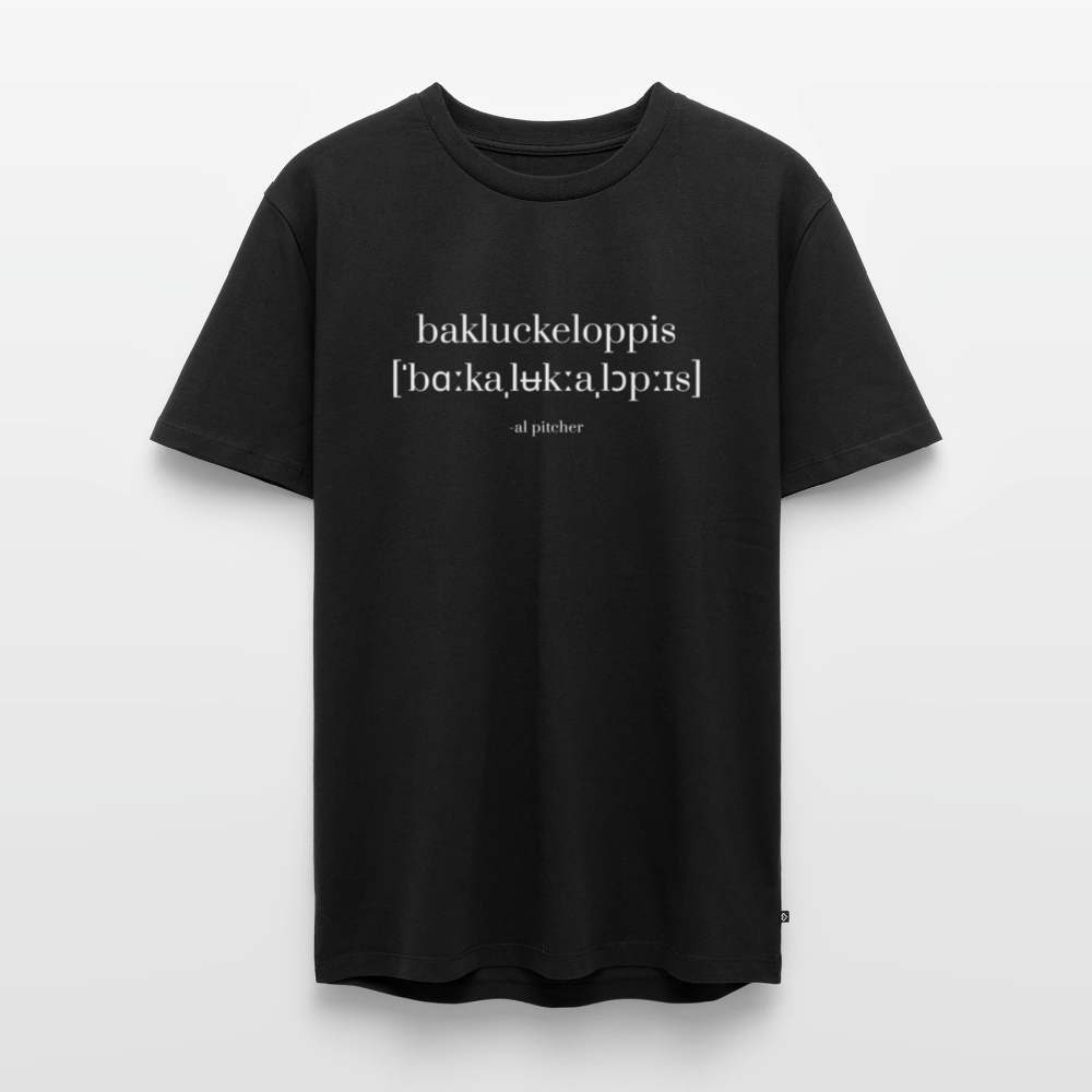 "Bakluckeloppis" T-shirt vit text - black