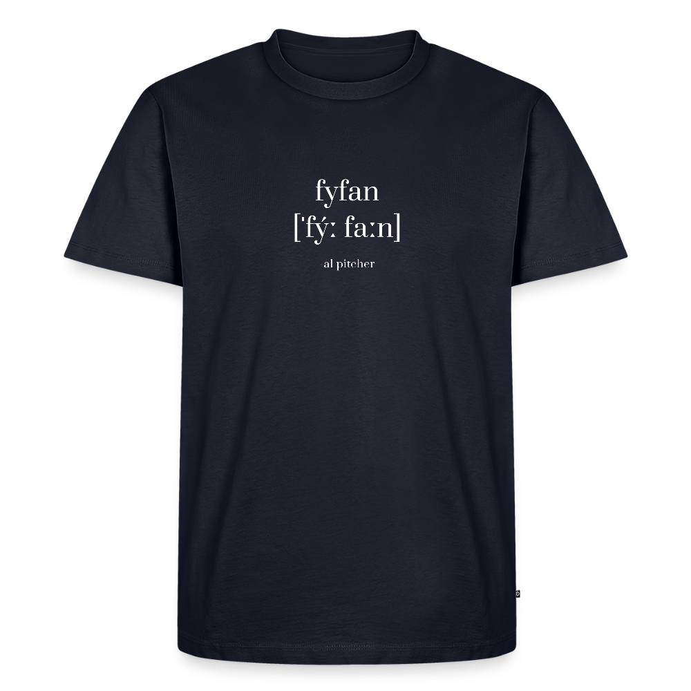 "Fyfan" T-shirt vit text - navy