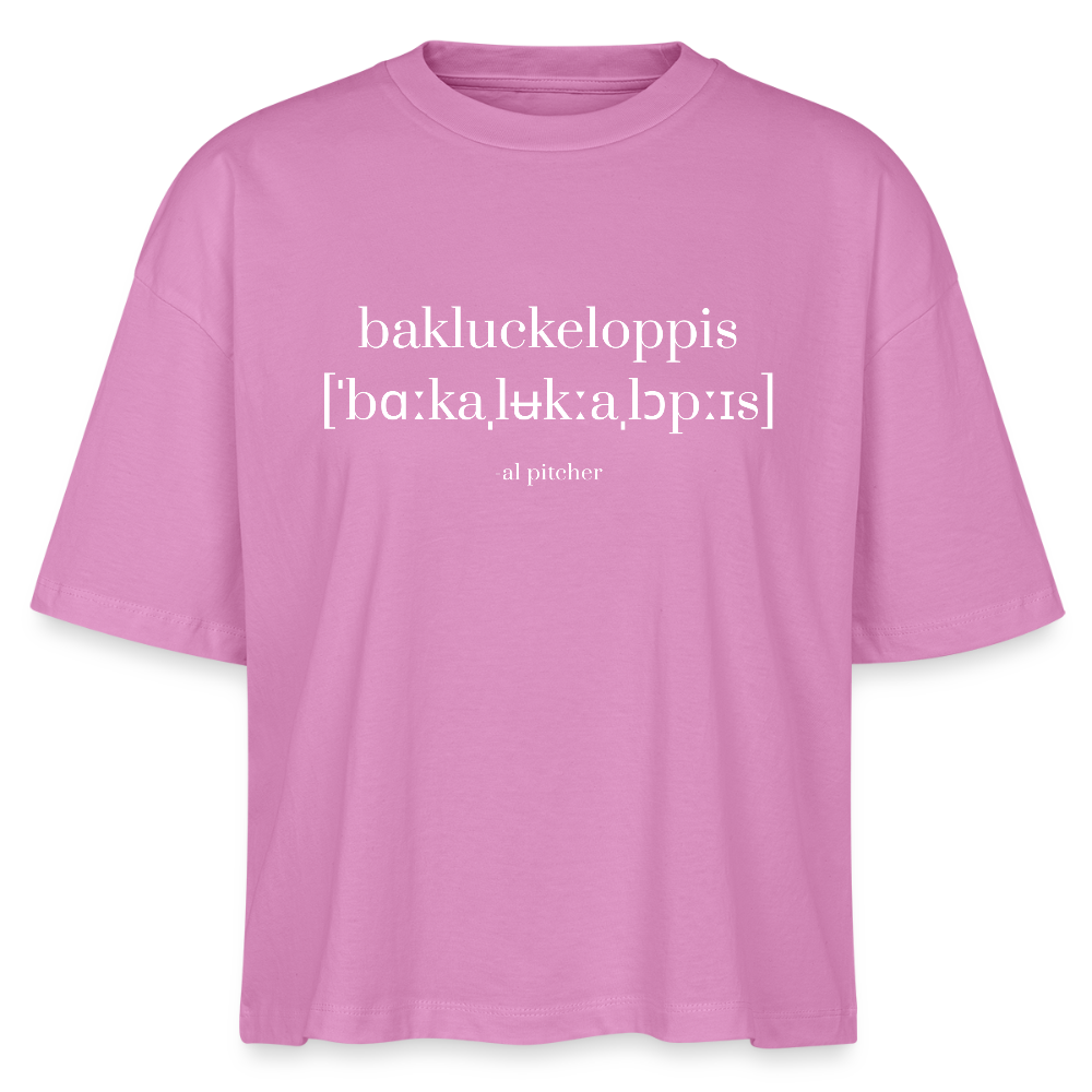 "Bakluckeloppis" T-shirt (vit text) - pink