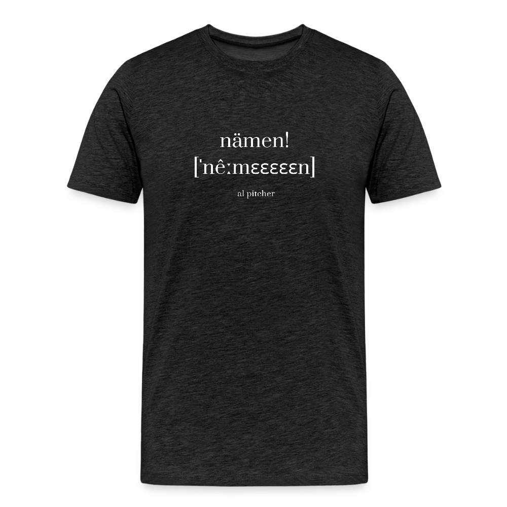 "Nämen" T-shirt (vit text) - charcoal grey