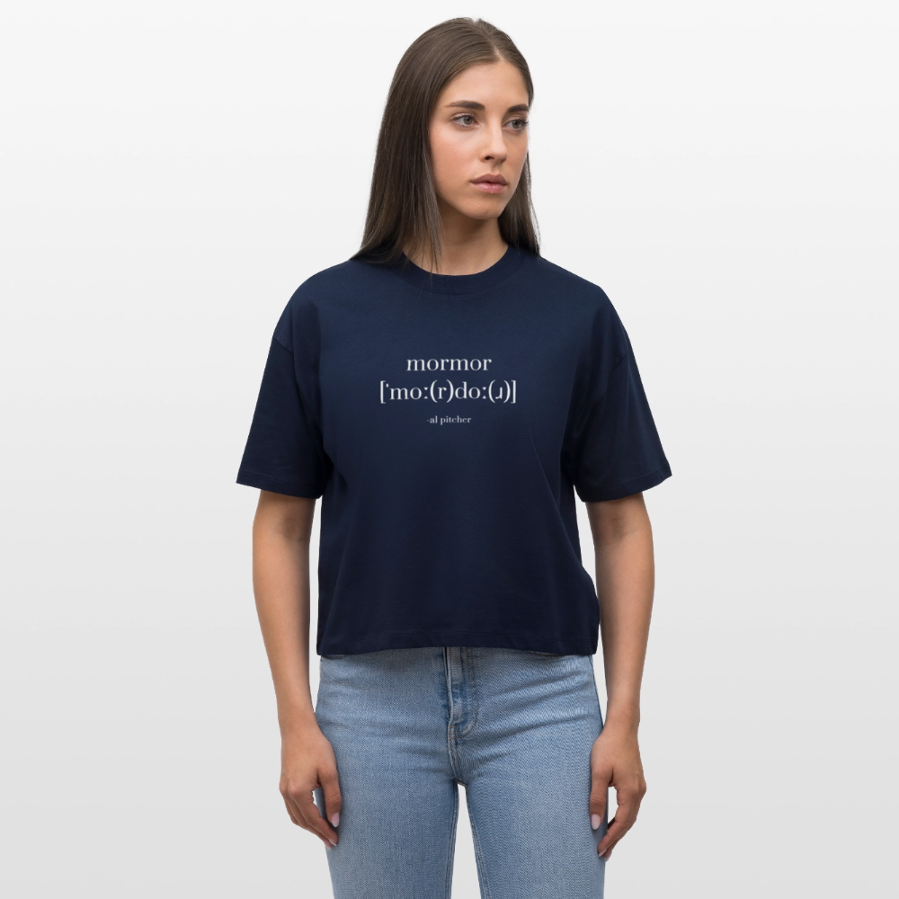 Mordor T-shirt (vit text) - navy
