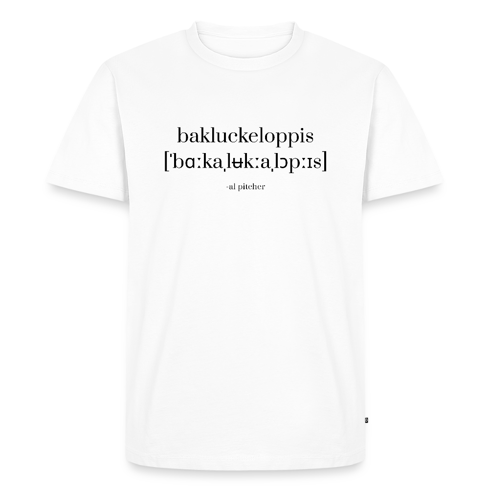 "Bakluckeloppis" T-shirt svart text - white
