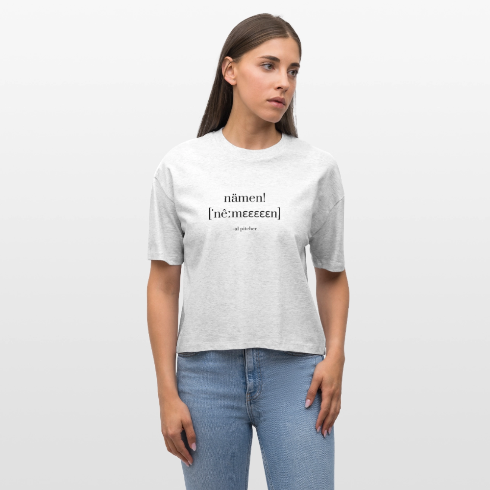 "Nämen" T-shirt (svart text) - heather white
