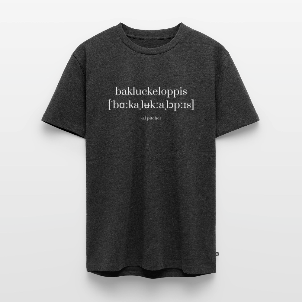 "Bakluckeloppis" T-shirt vit text - heather anthracite