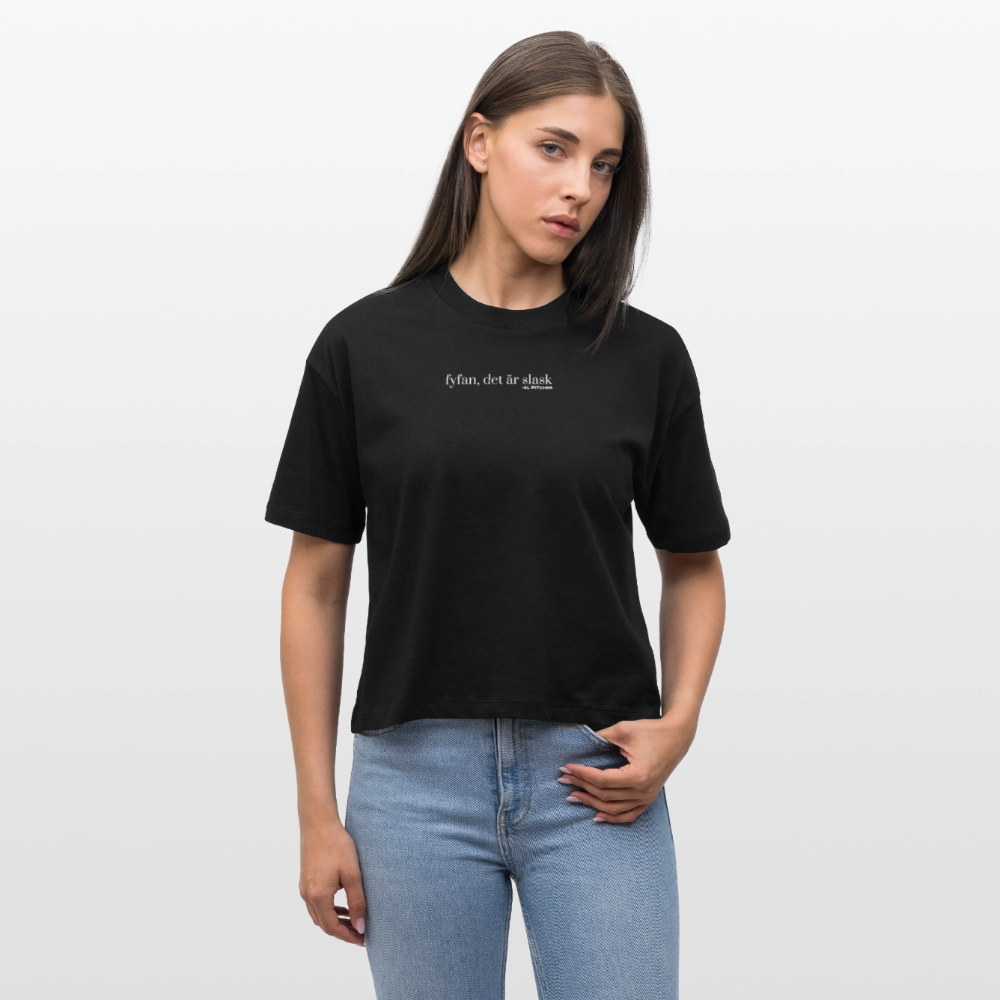"Fyfan, det är slask" T-shirt (vit text) - black