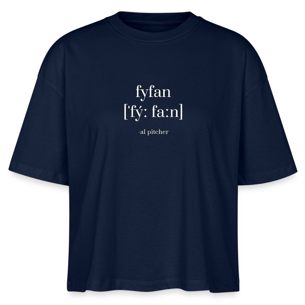 "Fyfan" T-shirt (vit text) - navy
