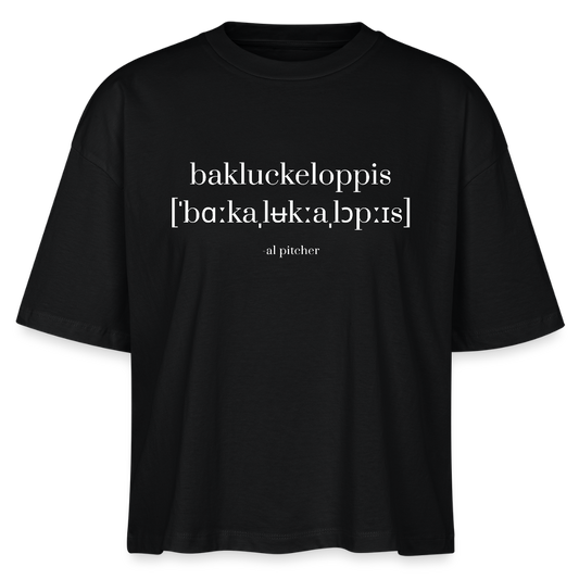 "Bakluckeloppis" T-shirt (vit text) - black